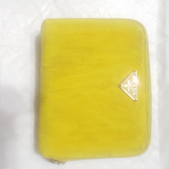 PRADA Vintage YELLOW BIFOLD CANVAS WALLET - Picture 7 of 15